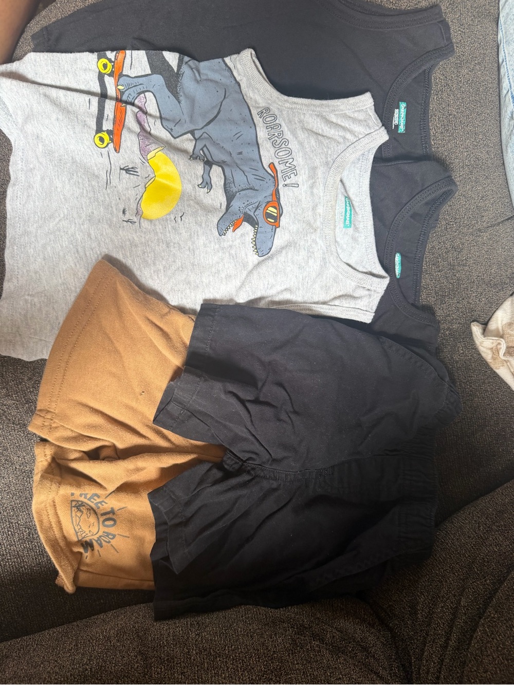 Garanimals Grey Dinosaur Skate Tank Top with Black Layered Tanks and two shorts